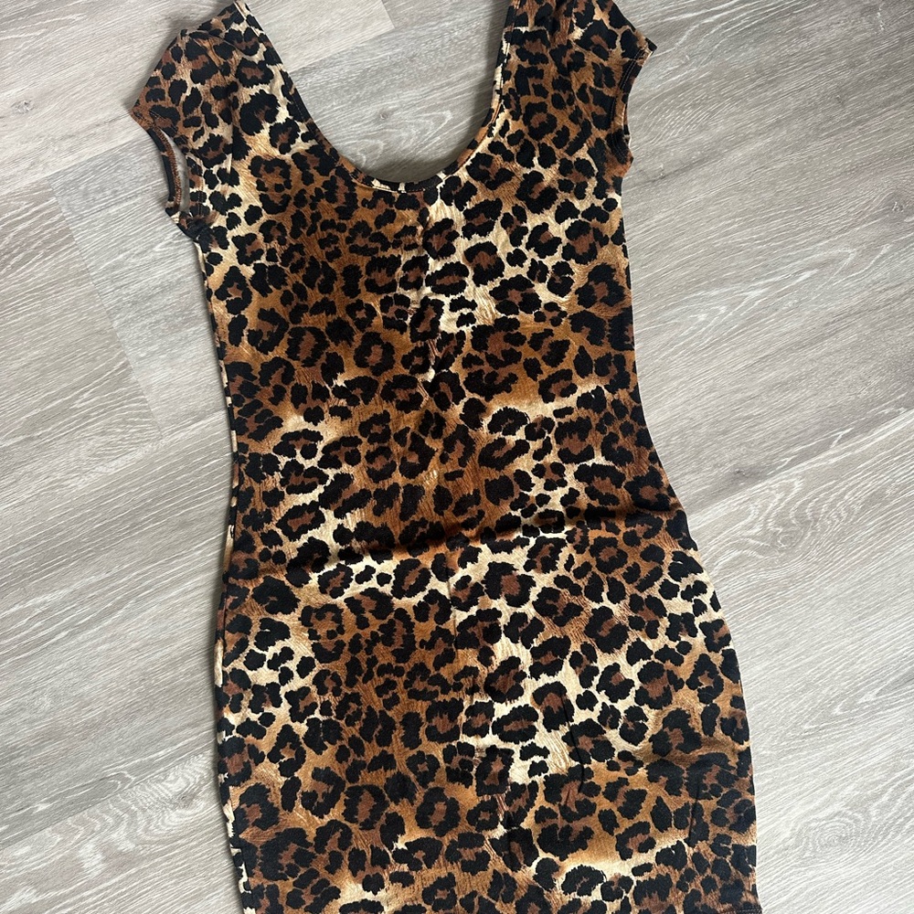 Charlotte Russe Leopard-Print Bodycon Dress in Brown Black Cream